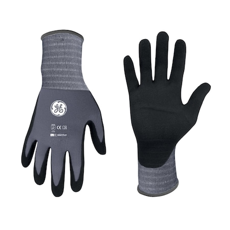 Ge Coated Gloves, Micro Foam Nitrile, Gray/Black, L 24 PK GG217L